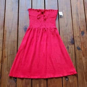 NWT Vintage Y2K size S little red gauzy strapless mini dress or cover up